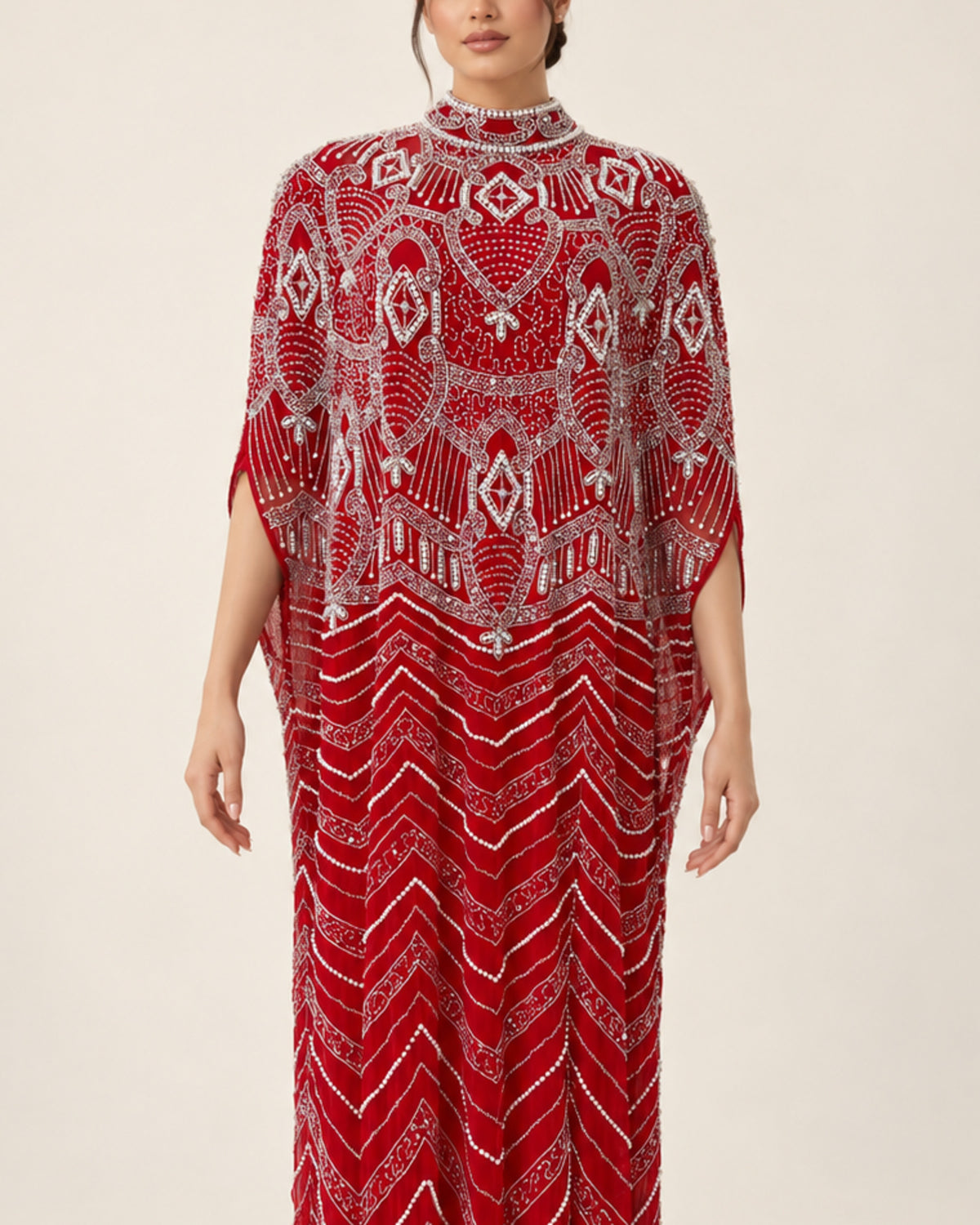 The Lulwa Crimson Pearl Cashmere Kaftan