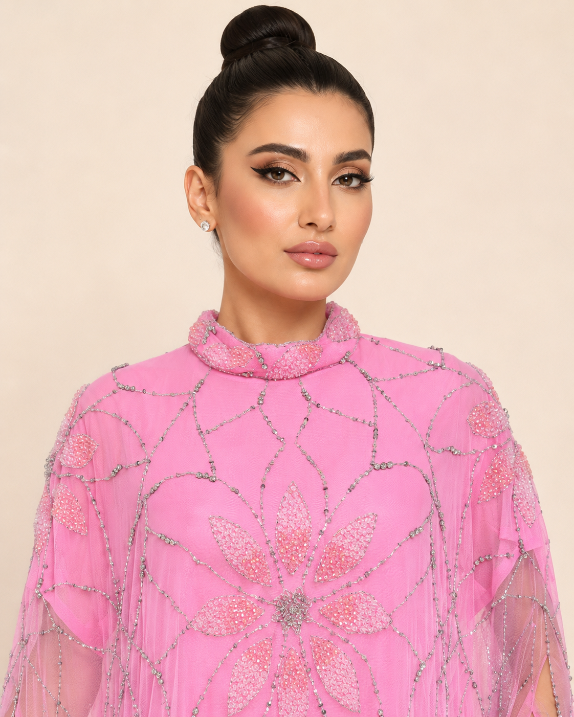 Rimal Champagne Pearl Cashmere Kaftan
