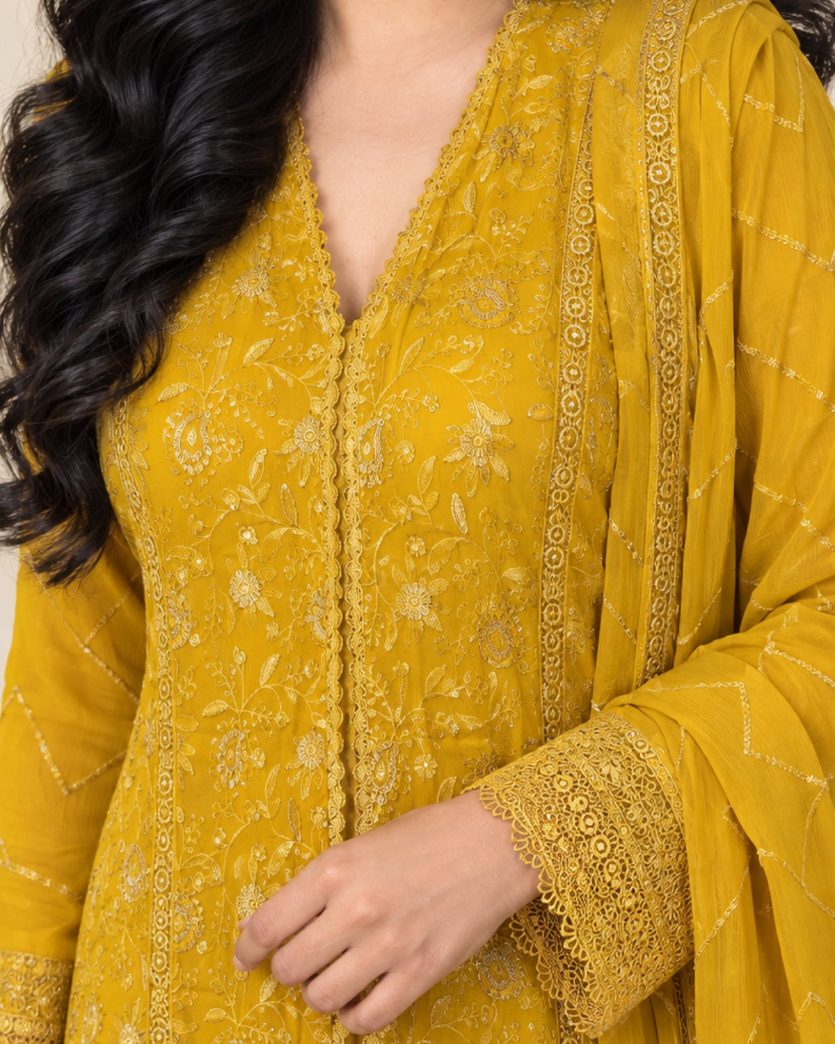 ALAM’S — Shahana Ensemble Mustard chiffon