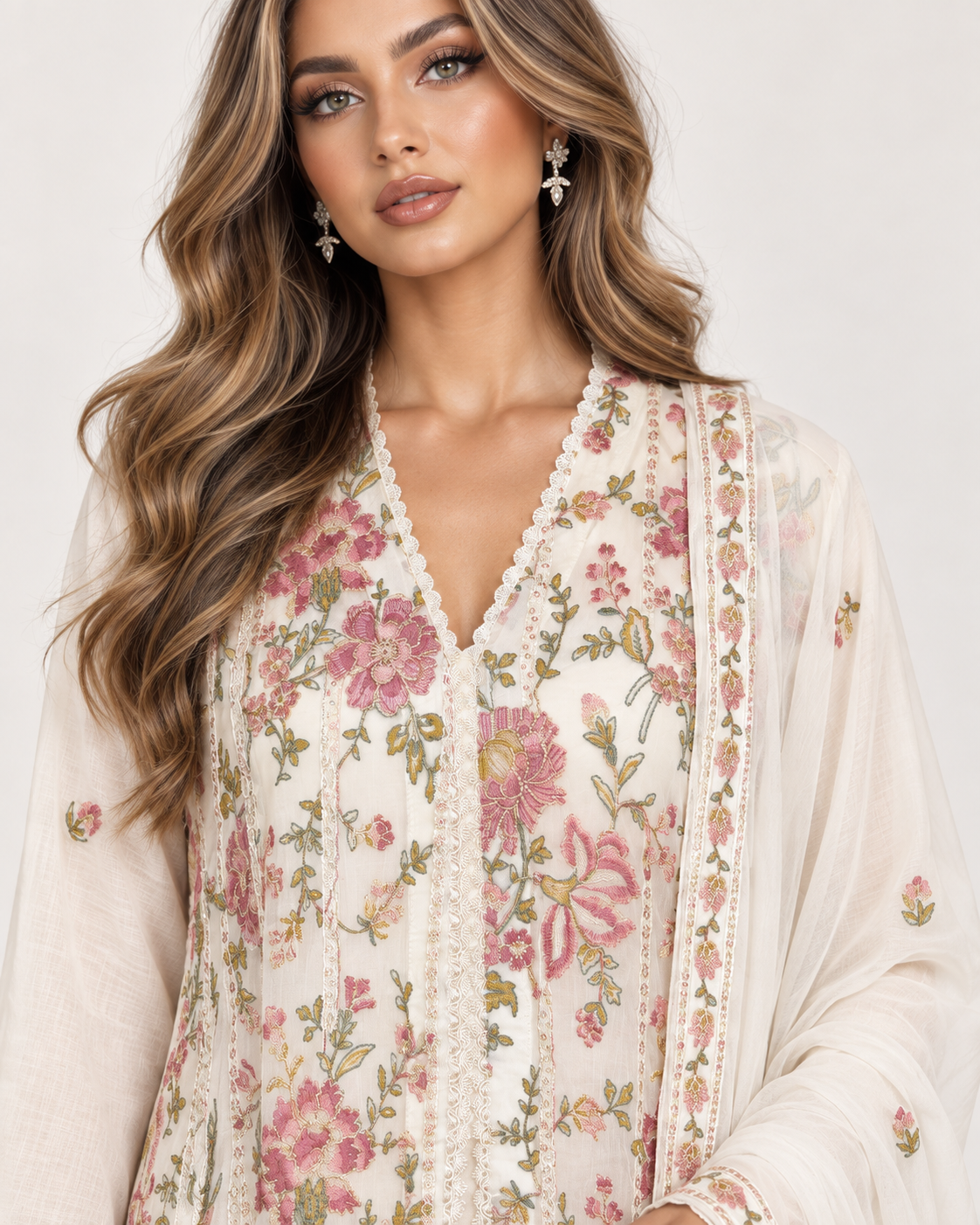 Flora Grace Ivory Floral Fustan