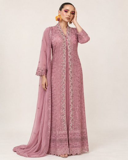 Warda Rose Embellished Chiffon Fustan