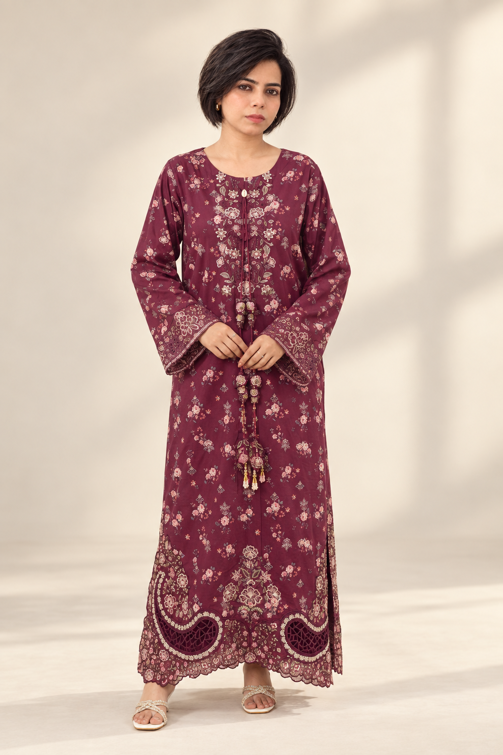 Shanzae — عنابی | Cotton Long Shirt & Trouser