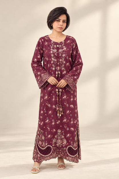 Shanzae — عنابی | Cotton Long Shirt & Trouser