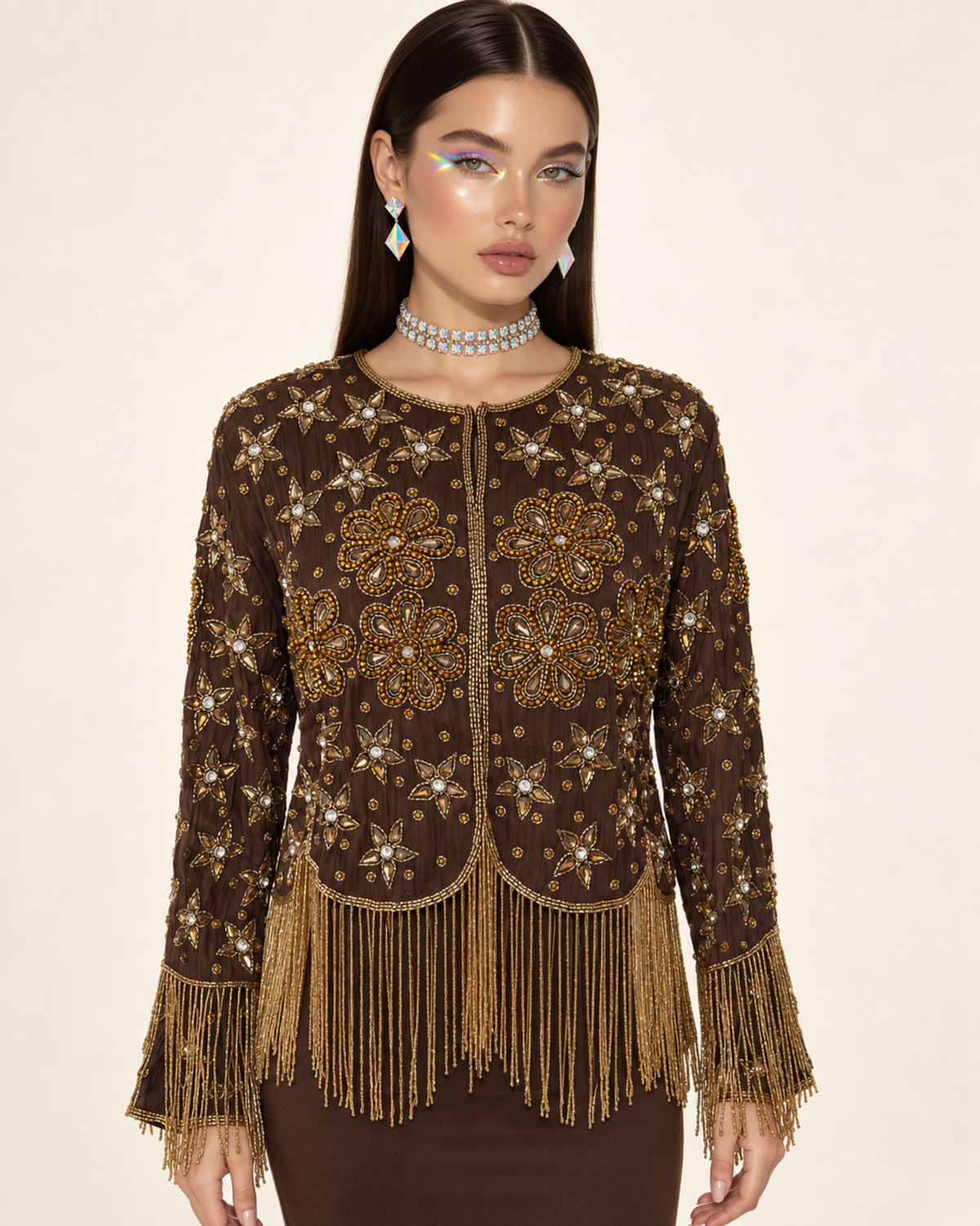 ESPRESSO STARDUST FRINGE JACKET