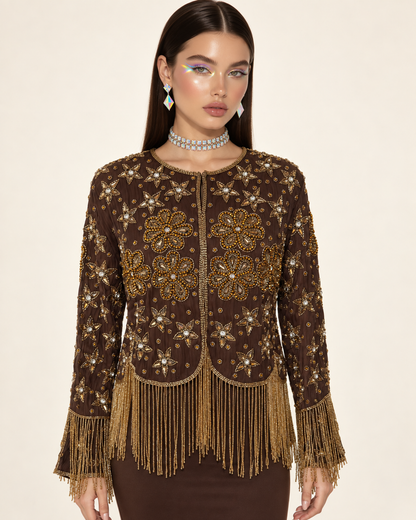 ESPRESSO STARDUST FRINGE JACKET