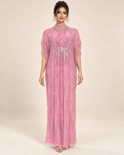 Raneem Rose Crystal Cashmere Kaftan