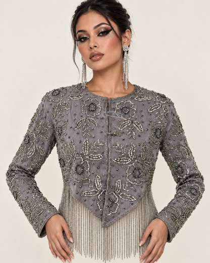 Ziya Silver Crystal Fringe Jacket