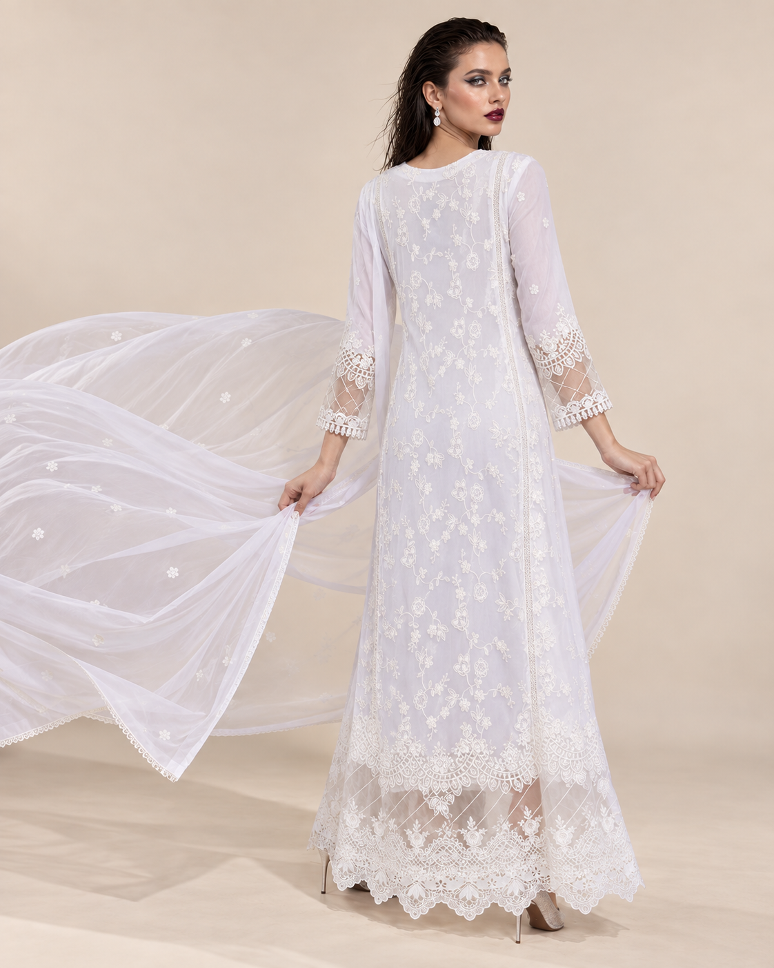 Ameera Pearl Chiffon Fustan