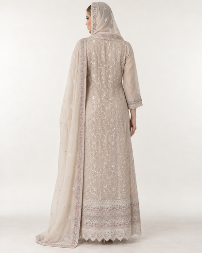 Sahar Al Noor Champagne Embroidered Fustan