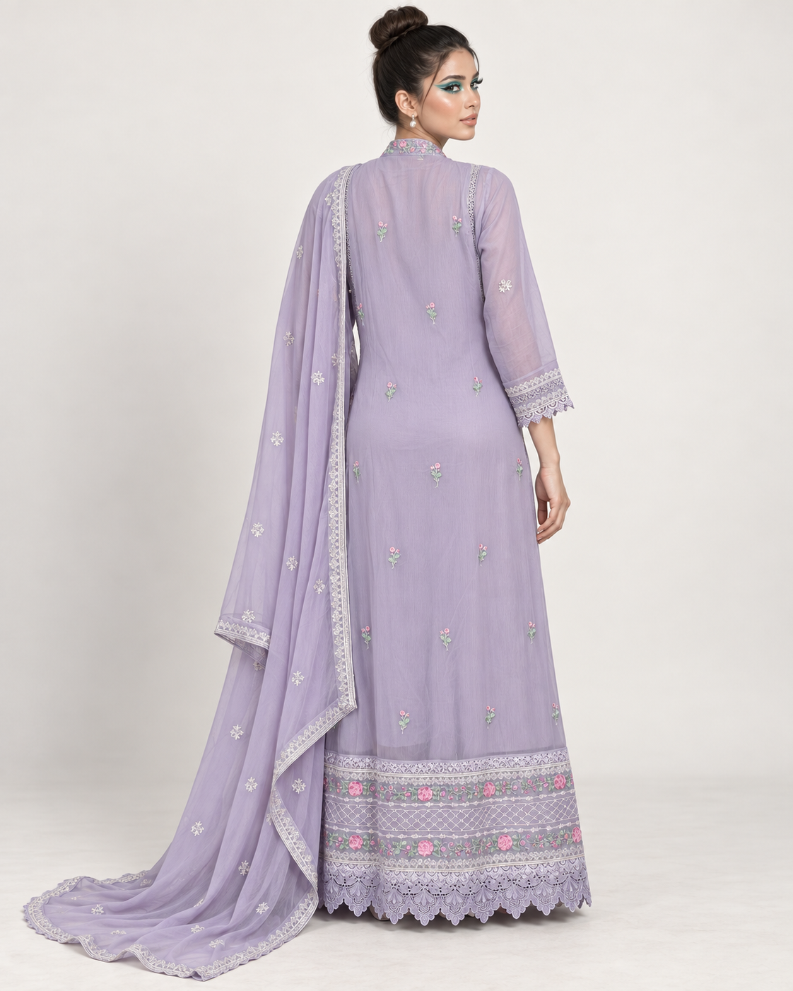Mahra Lavender Bloom Embroidered Fustan