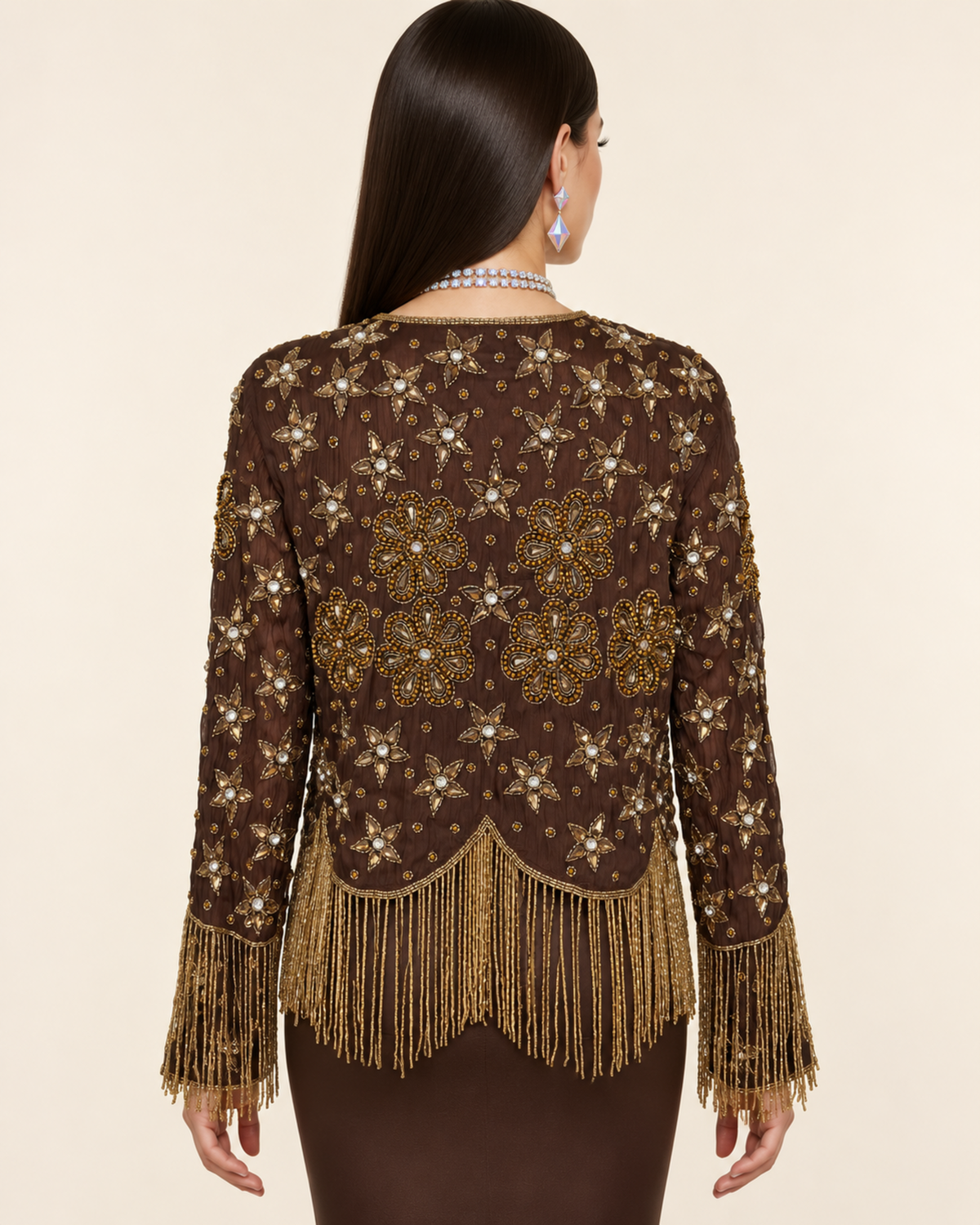 ESPRESSO STARDUST FRINGE JACKET