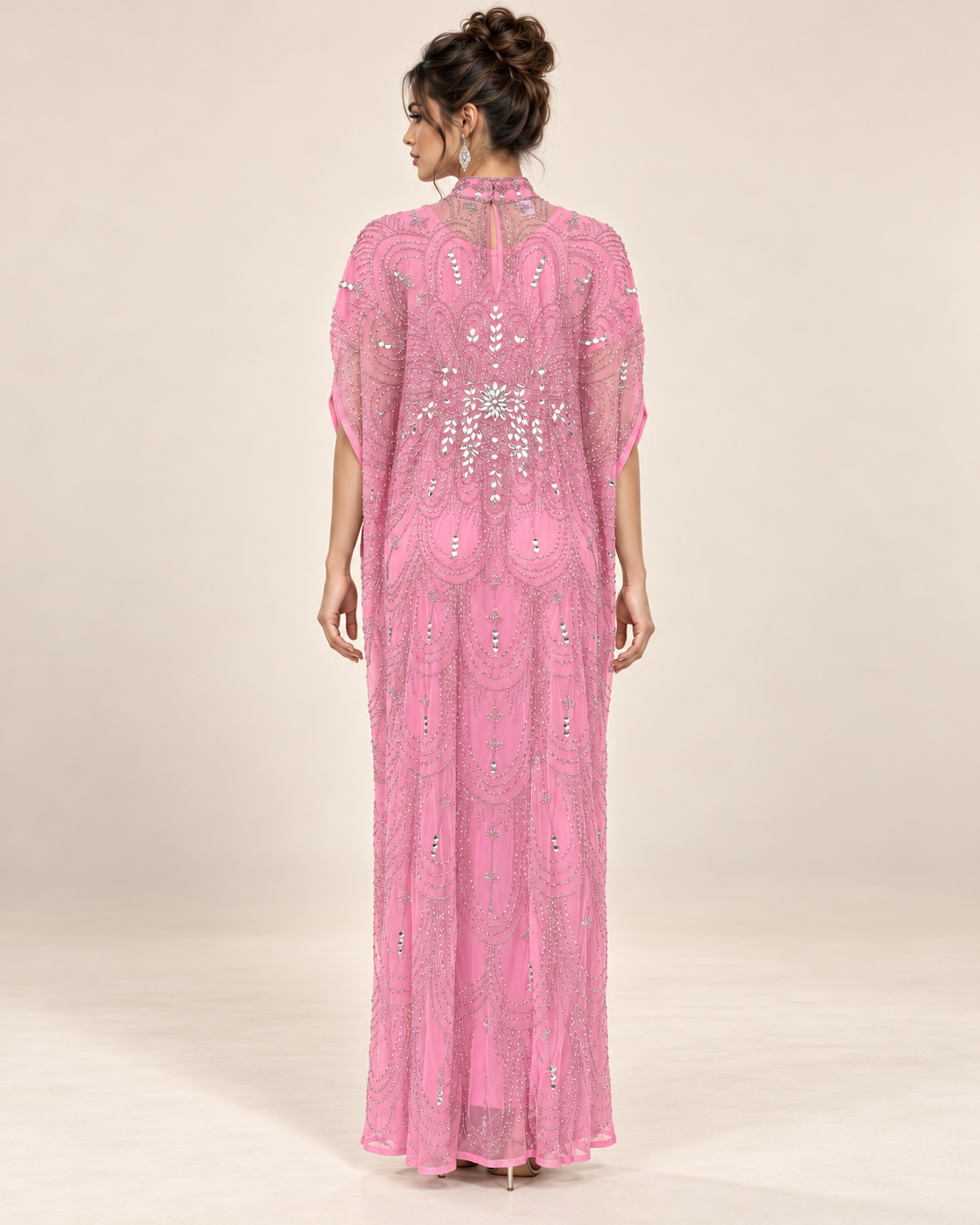 Raneem Rose Crystal Cashmere Kaftan