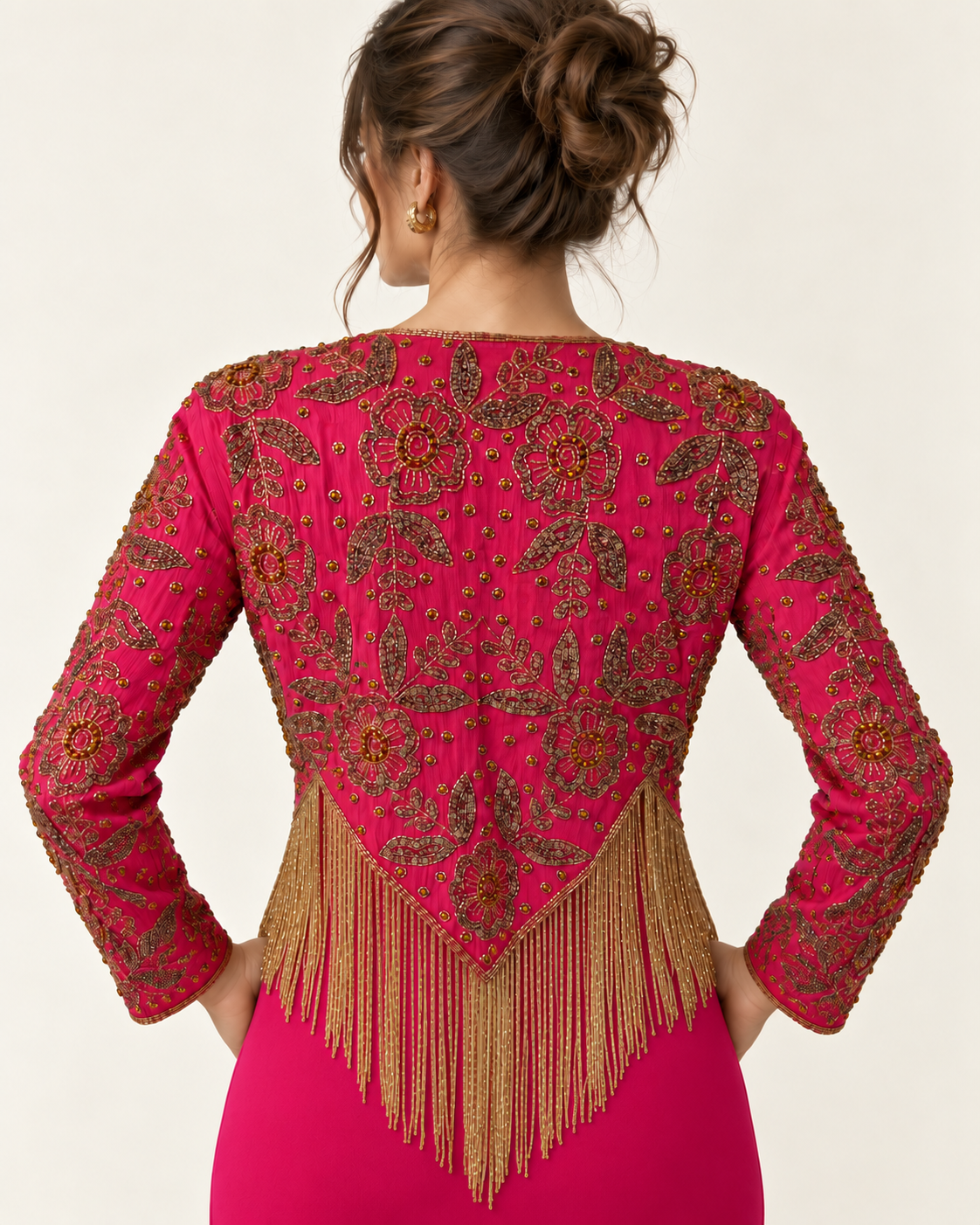 Zahra Fuchsia Fringe Jacket