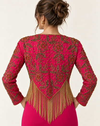 Zahra Fuchsia Fringe Jacket