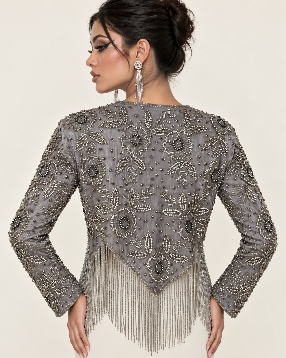 Ziya Silver Crystal Fringe Jacket