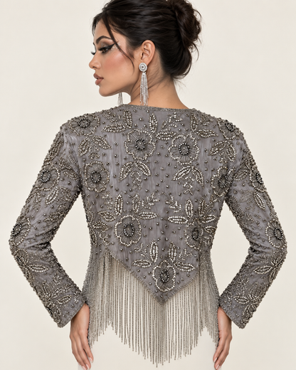Ziya Silver Crystal Fringe Jacket