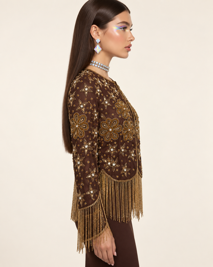 ESPRESSO STARDUST FRINGE JACKET