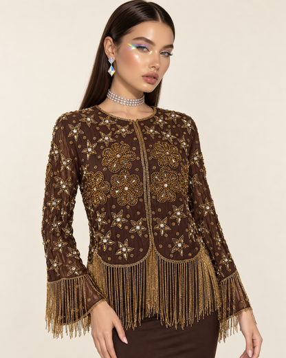 ESPRESSO STARDUST FRINGE JACKET