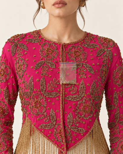 Zahra Fuchsia Fringe Jacket