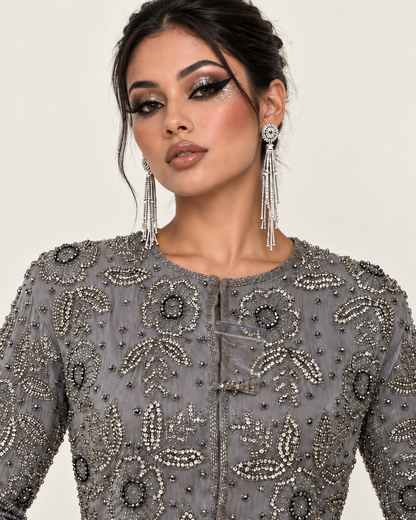 Ziya Silver Crystal Fringe Jacket
