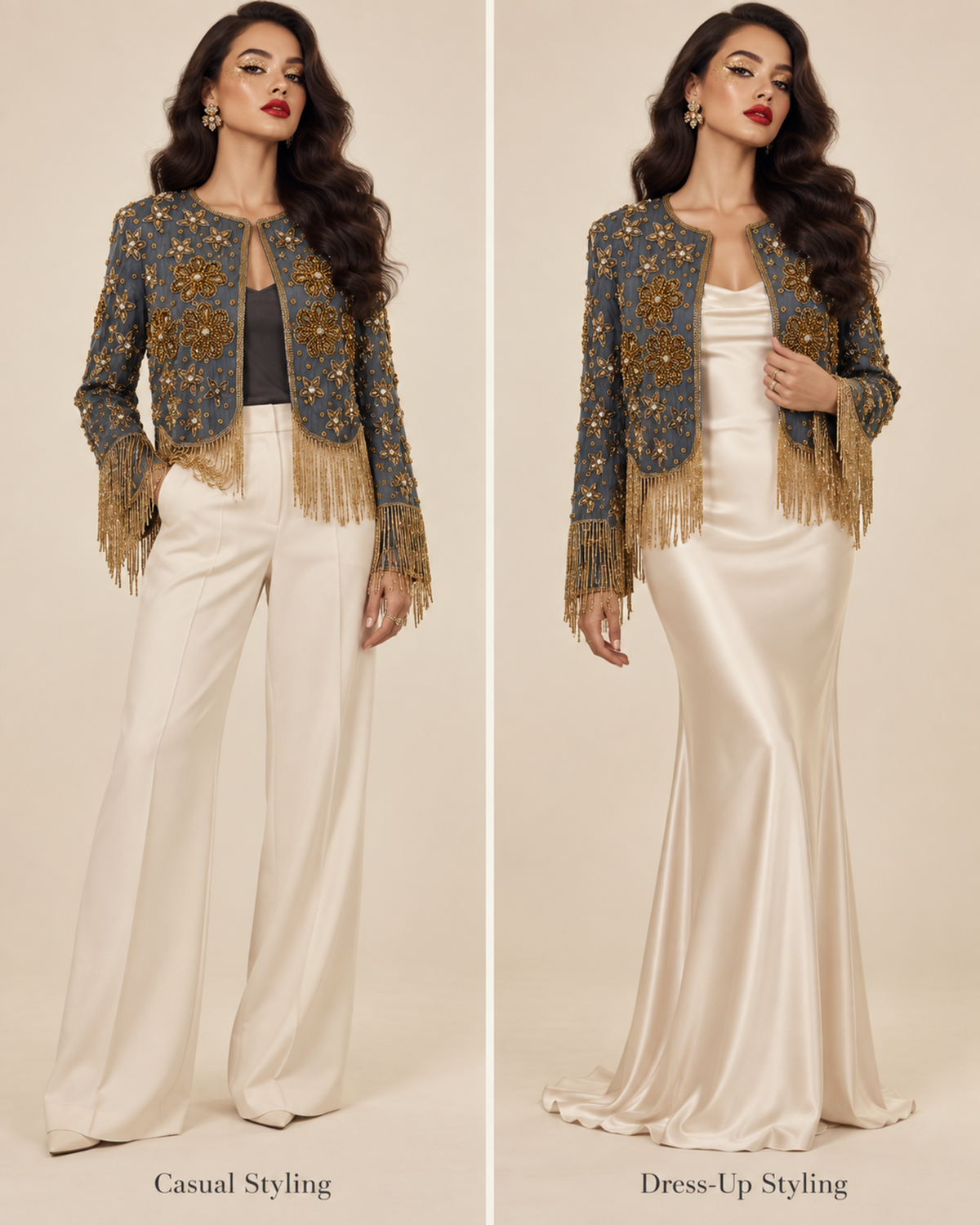 Midnight Bloom Fringe Jacket