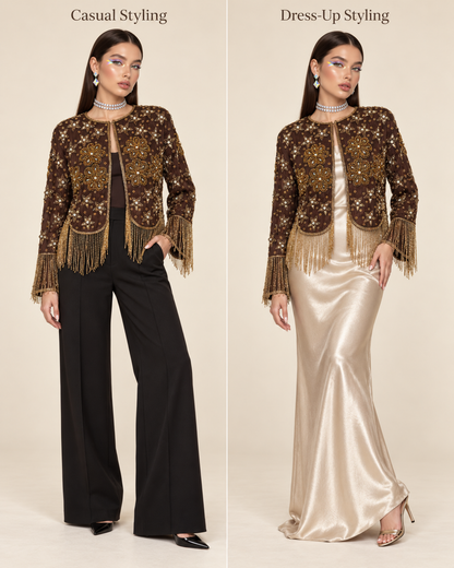 ESPRESSO STARDUST FRINGE JACKET
