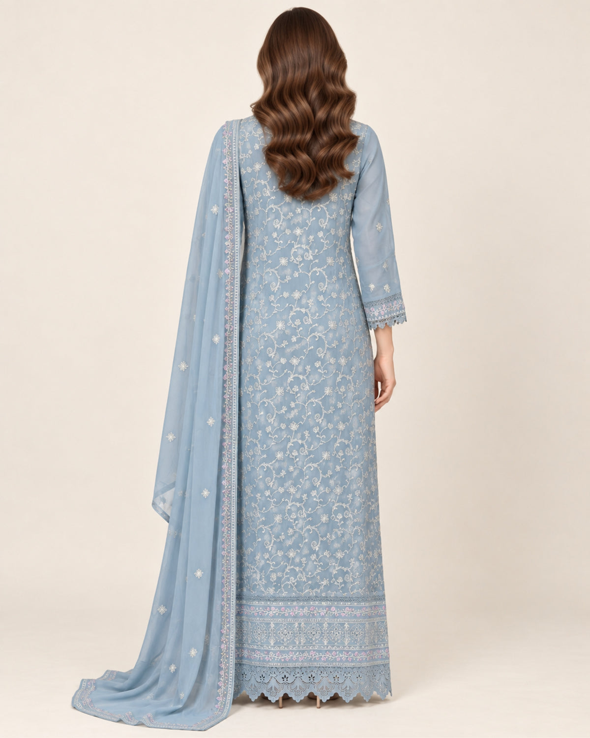 Raneem Mist Chiffon Embelished Fustan