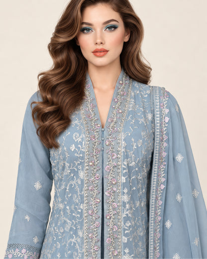Raneem Mist Chiffon Embelished Fustan