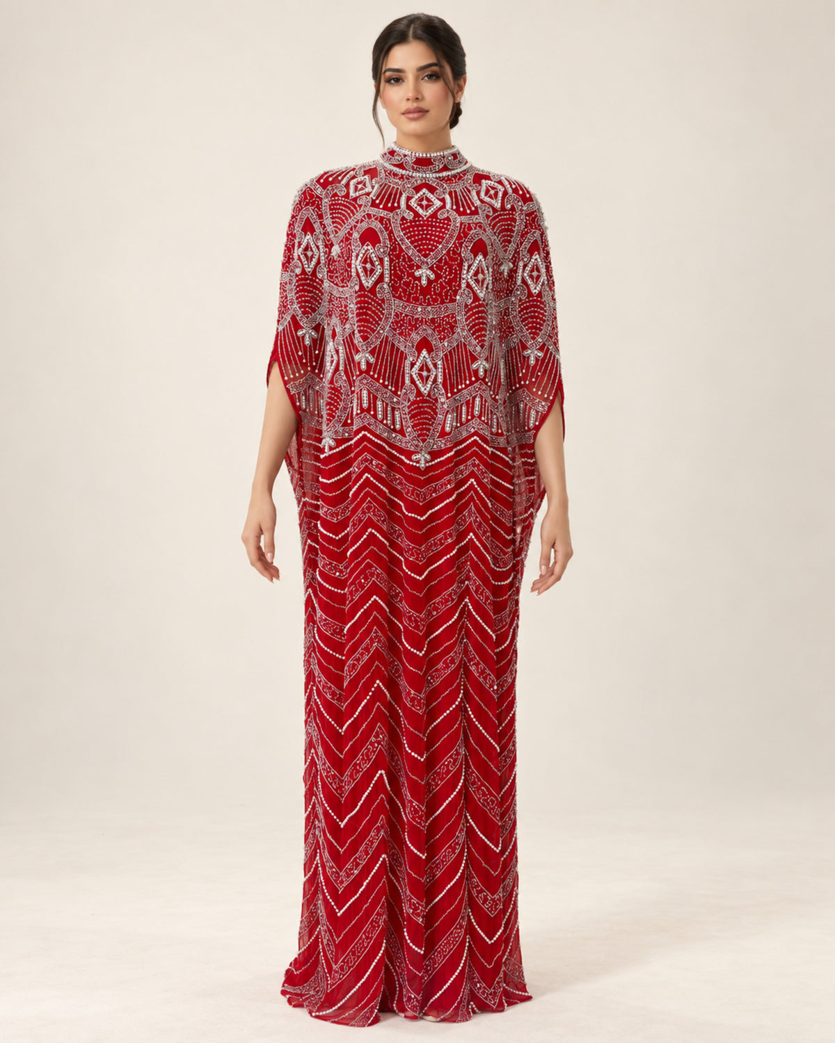 The Lulwa Crimson Pearl Cashmere Kaftan