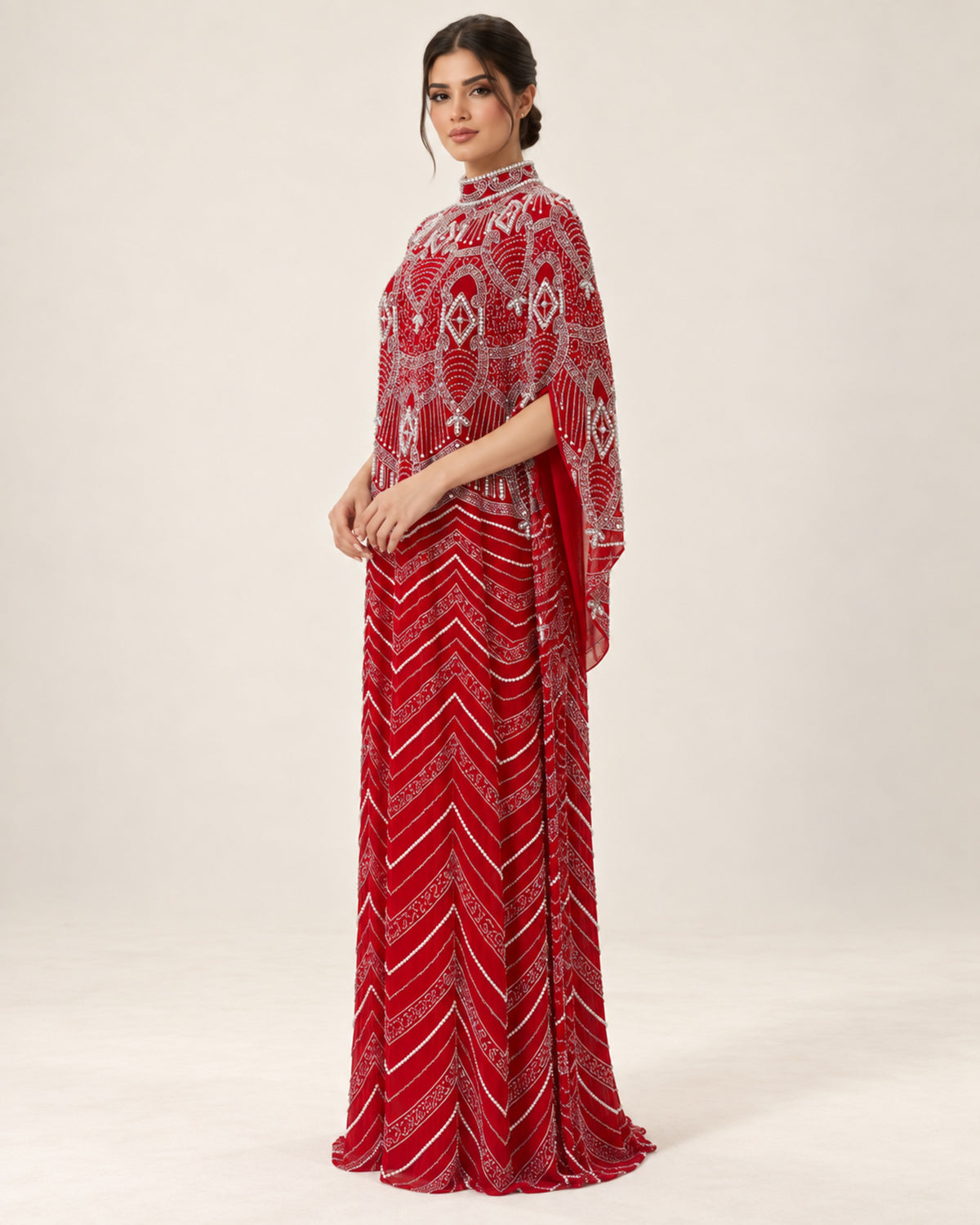 The Lulwa Crimson Pearl Cashmere Kaftan