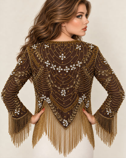 Cocoa Afterglow Royale Fringe Jacket