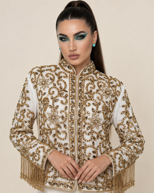 Ivory Glow Beaded Jacket