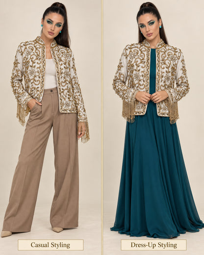 Ivory Glow Beaded Jacket