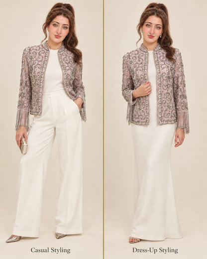 Blush Celeste Fringe Jacket