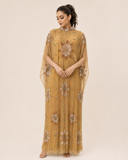 Zahra Al Dhahab Hand-Beaded Cashmere Kaftan