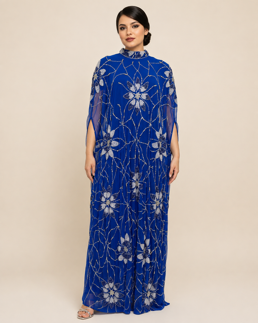 Zahra Royal Sapphire Cashmere Kaftan