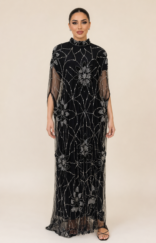 Layali Crystal Cashmere Kaftan