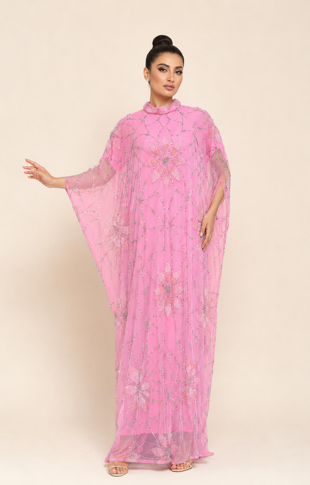 Rimal Champagne Pearl Cashmere Kaftan