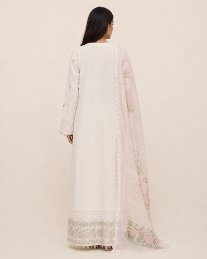 Liyana Ivory Bloom Cotton Embroidered Jalabiya