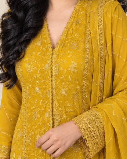 ALAM’S — Shahana Ensemble Mustard chiffon
