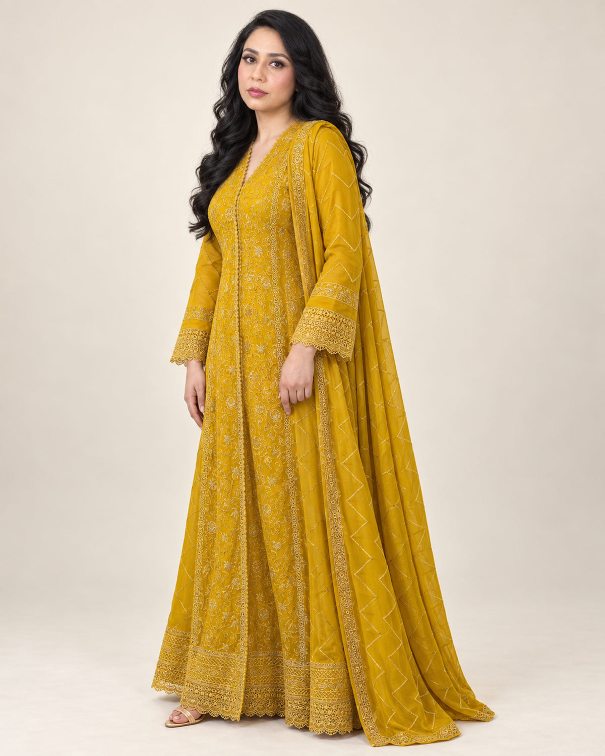 ALAM’S — Shahana Ensemble Mustard chiffon