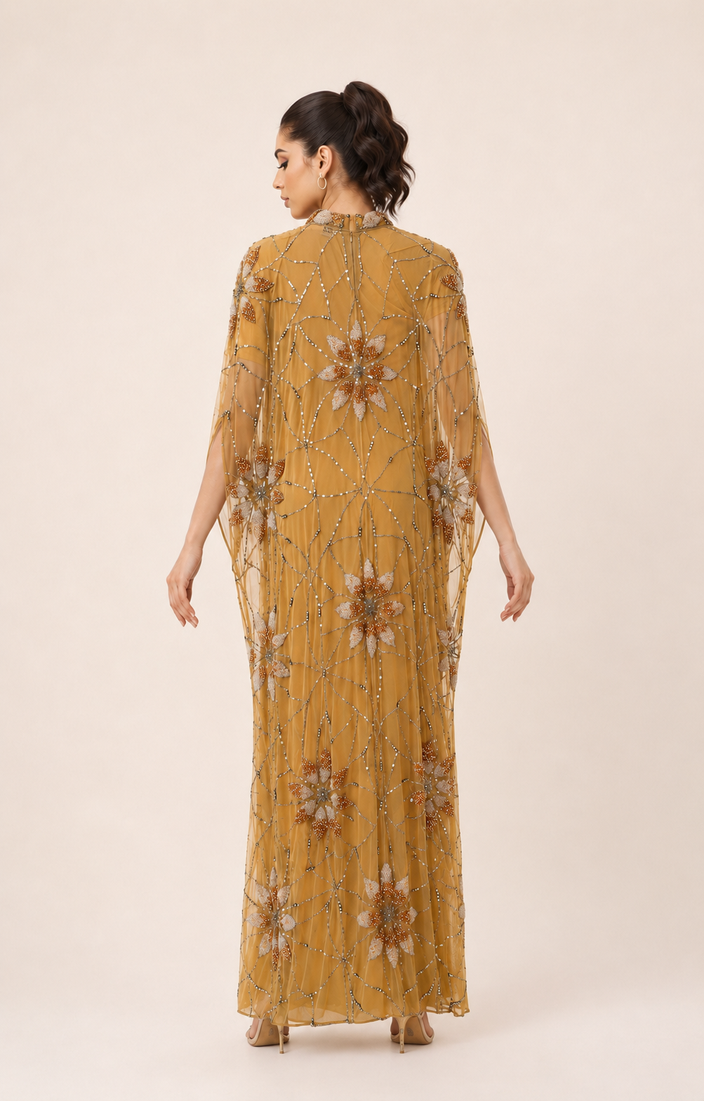 Zahra Al Dhahab Hand-Beaded Cashmere Kaftan