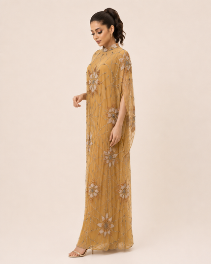 Zahra Al Dhahab Hand-Beaded Cashmere Kaftan