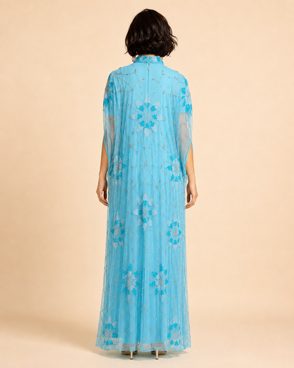 Sama Turquoise Crystal Cashmere Kaftan