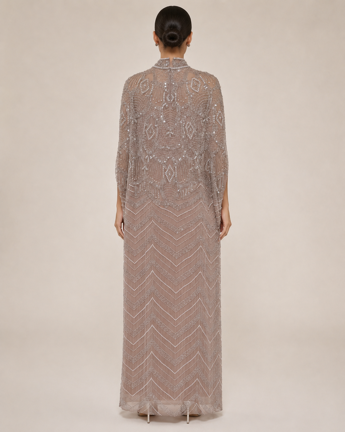 Rimal Champagne Pearl with beeds Cashmere Kaftan