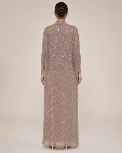 Rimal Champagne Pearl with beeds Cashmere Kaftan