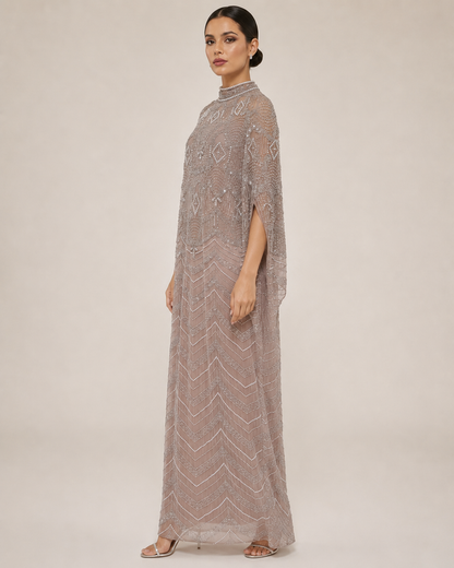 Rimal Champagne Pearl with beeds Cashmere Kaftan