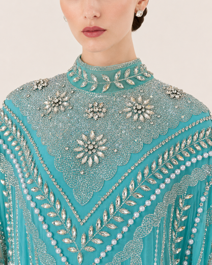 Fayrouz Pearl Crystal Heavy Cashmere Kaftan