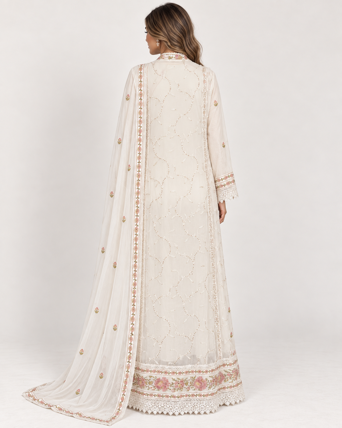 Flora Grace Ivory Floral Fustan