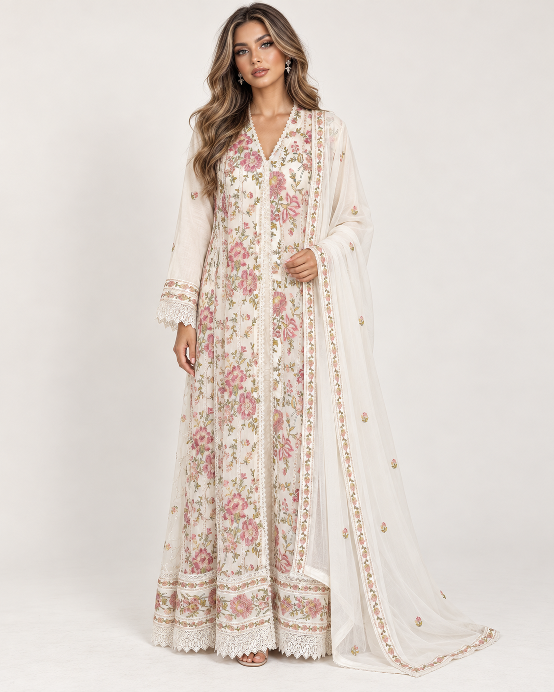 Flora Grace Ivory Floral Fustan
